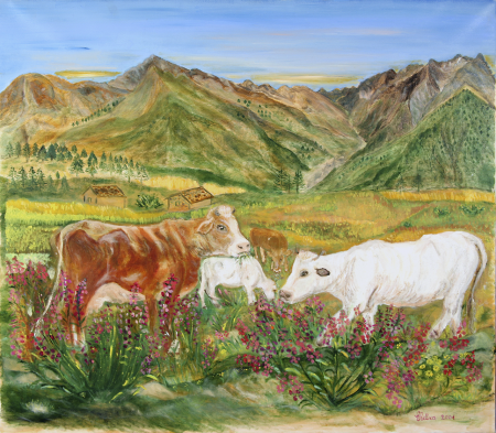 Fiori e pascoli a Sestriére, 80x70, olio su tela, 2001
