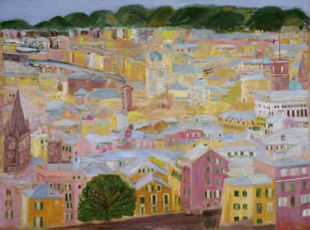Genova la mia città vista da Carignano, 80x60, olio su tela