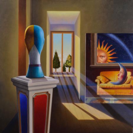 Stanza. segreta dei dialoghi d'amore, olio su tela, cm 100 x 100, 2021
