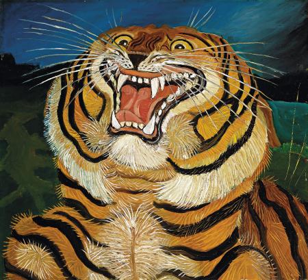 Testa di tigre, 1955, olio su faesite
