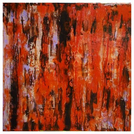The beginning, 100x100, acrilico e resina su tela, 2021