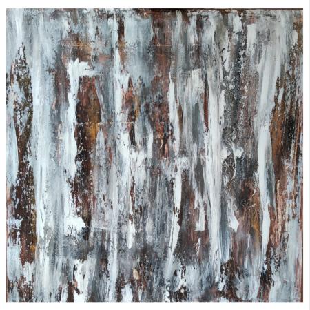 The caveman, 100x100, acrilico e resina su tela, 2021