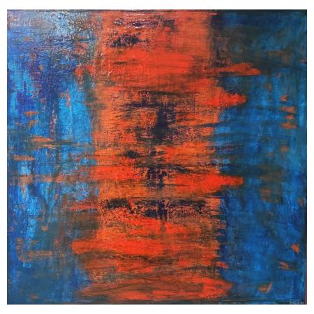 the second chakra, 100x100, acrilico e resina su tela, 2021