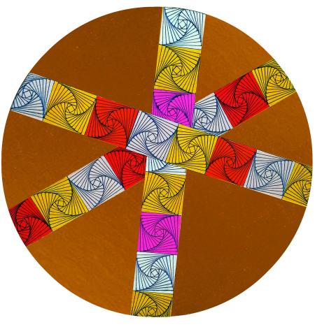 The war game 1, 2025, pennarelli su cartoncino, diametro 26 cm