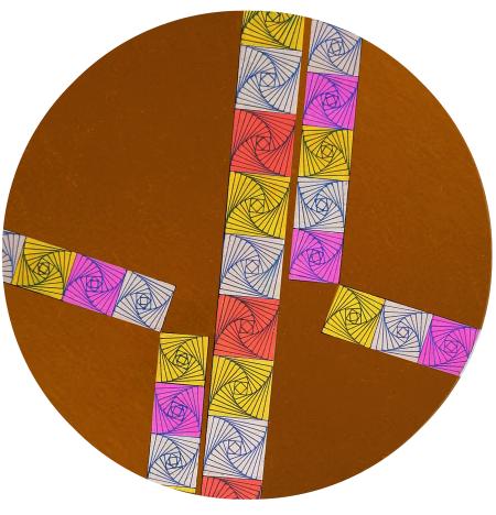 The war game 2, 2025, pennarelli su cartoncino diametro 24 cm