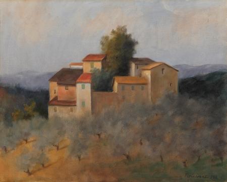 Montefioralle, 1982 Olio su tela, cm 40,2 x 50,2