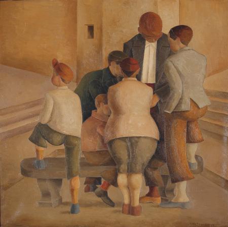 Ragazzi di Santo Spirito, 1953 Olio su tela, cm 116 x 116