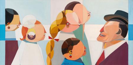 Totò and the Women, 2017, oil on canvas 100 x 50 cm