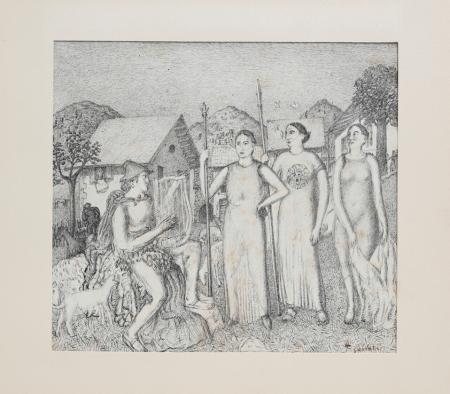Il pomo della discordia, china su carta, 21.5 x 24.0 cm