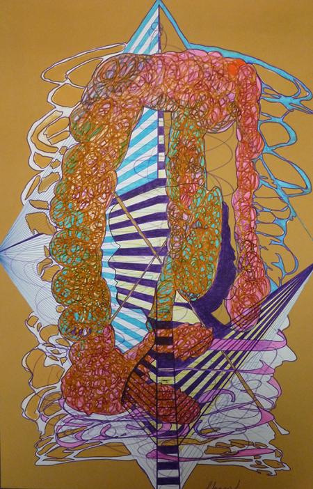 Volto come iper-convergenza evolutiva degli elementi - 2, 2010, tecnica mista, 50 x 70 cm
