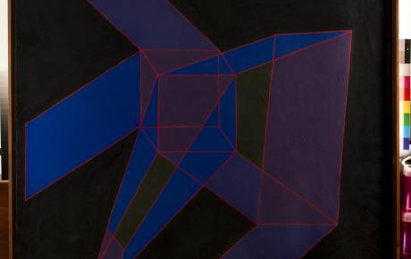 Omaggio all’architetto Latour, 1974 tecnica mista su tela, 120x120 cm