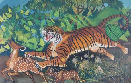 Antonio Ligabue - Tigre con cerbiatti