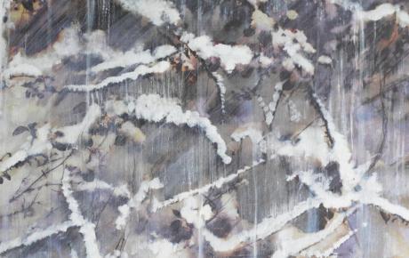 Il freddo degli alberi e neve, 2013-15, olio su impronta 70 x 70 cm