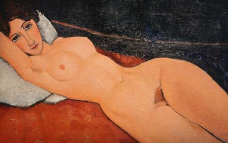Nudo femminile disteso su cuscino bianco, 1917