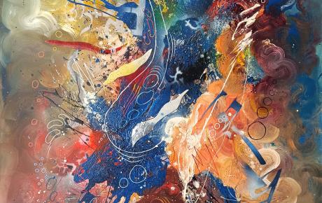 A new beginning, 2025, tecnica mista su tela 150x250 cm