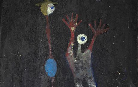 Allons, acrilici, polvere di terra e chine su tela 50x60 cm