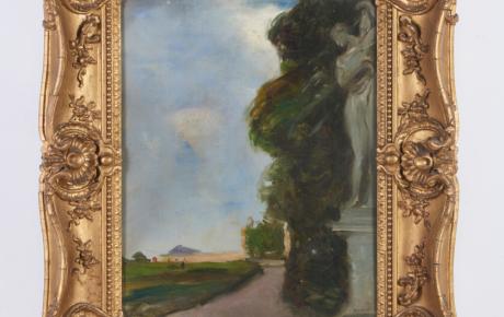 Nello stile di ingresso di una villa, olio su cartone pressato, 40.5 x 32.7 cm