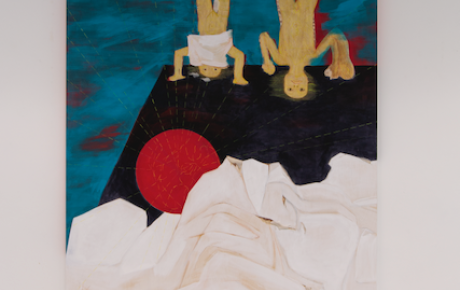 At sunny rise, 2022, pigmenti minerali, gommalacca e cera d’api su legno, cm 180x11