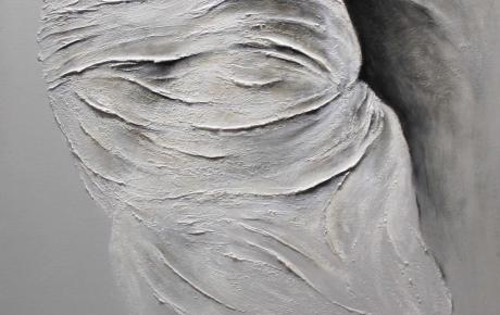 Atena, 2020, tecnica mista, materico su tela, 70 x 140cm