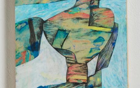 Personaggio, 1980, tempera su carta intelata, 24,5x18cm