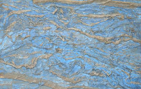 Scie liquide, 2022, tecnica mista (juta, pigmenti naturali, sabbie di diverse cromie e consistenze, leganti naturali), 100 x 70 cm
