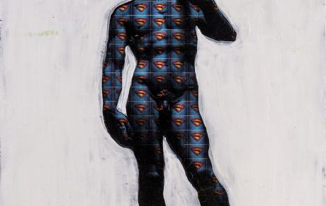 Pajamas, 2024, collage acrilico multistrato su legno 50 x 50 cm